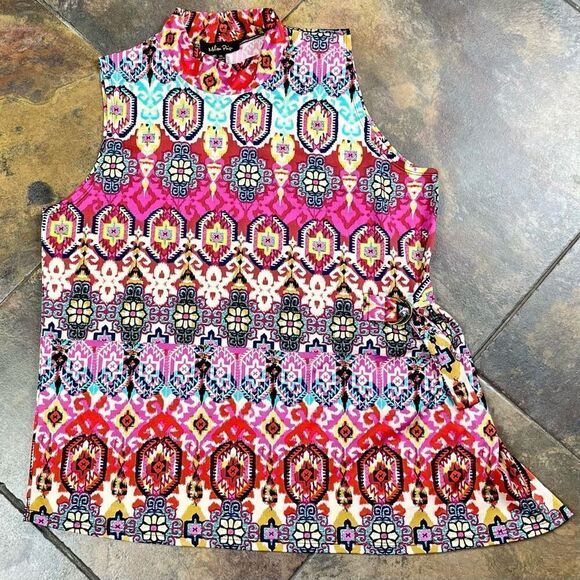 Melissa Paige Asymmetrical Turtleneck Side Buckle Sleeveless Blouse XL - Picture 4 of 10